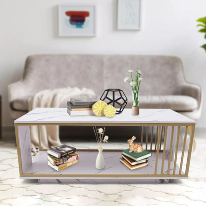 Modern White Faux Marble Coffee Table