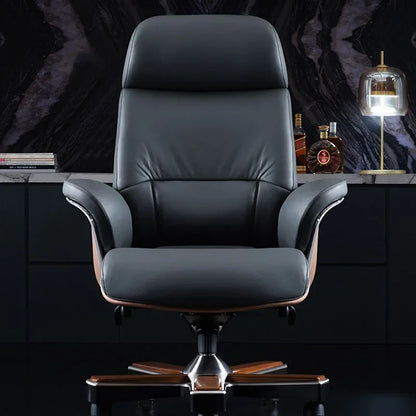 Leather Office Chair Free Shipping Black Designer Nordic Office Chair Back Support Lounge Home Silla Oficina Computer Armchair