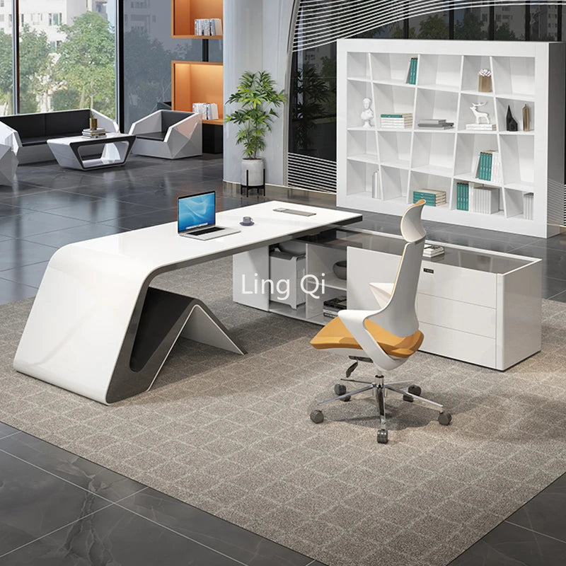 Designer Modern Office Desk Boss L Shaped Executive Organizer Computer Desks Reading Secretary Bureau Meuble Office Furniture