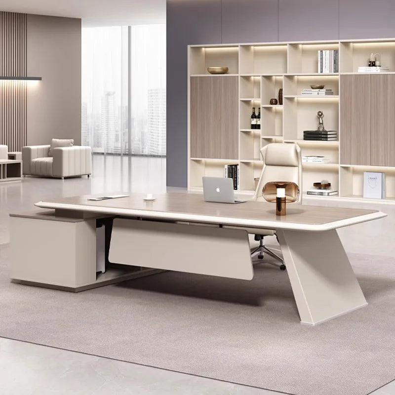 Executive Reception Office Desk European Luxury Modern Floor Computer Desks L Shaped Organizers Mesa De Escritorio Furniture