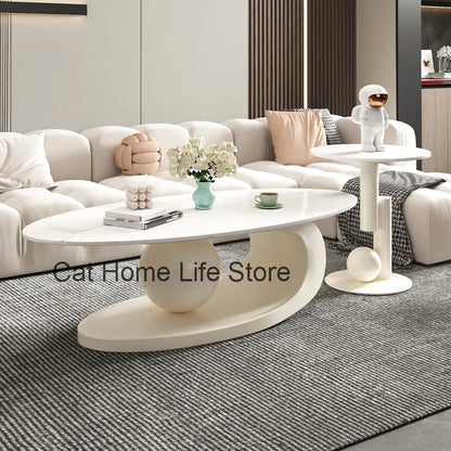 Aesthetic Oval Clear Coffee Tables Modern Design Metal Hotel White Nordic Coffee Table Living Room Low Mesa Furniture For Home