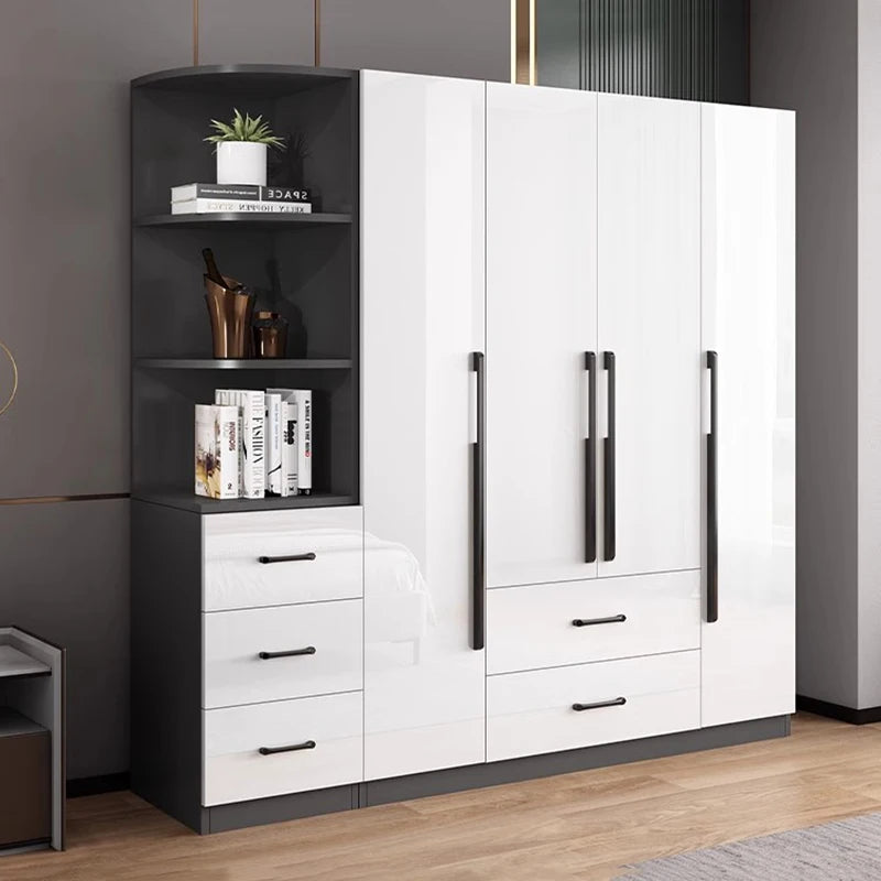 Modern Luxury Wardrobes White Wooden Clothing Rack Free Shipping Wardrobes Apartment Storage Armario De Ropa Furniture Bedroom