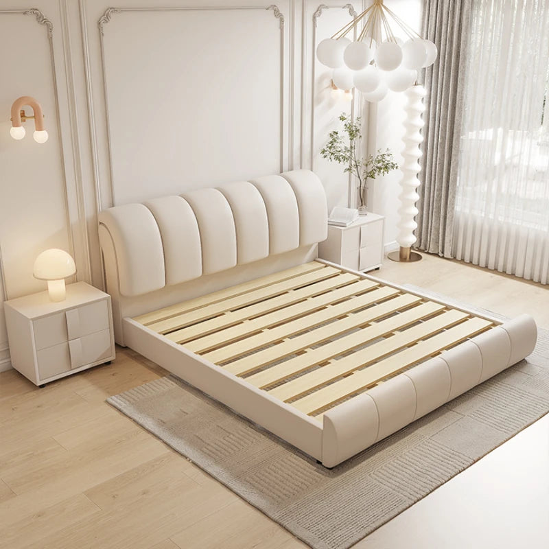 White Queen Frame Bed European Headboard Soft King Size Human Bed Double Human Floor Muebles Para Dormitorio Nordic Furniture