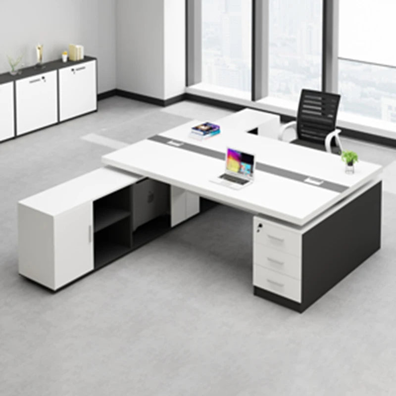 Luxury Executive Office Desks WorkStorage Home Computer Pullout Under Office Table White Tavolo Scrivania Ufficio Furniture