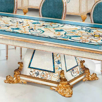 European solid wood shell rectangular dining table French luxury villa large family dining table and chair customization