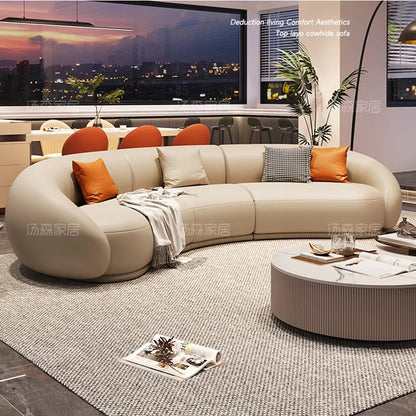 Luxury Lazy Living Room Sofas Curved Floor Leather Sectional Nordic Living Room Sofas Lounge Muebles Para El Hogar Furniture