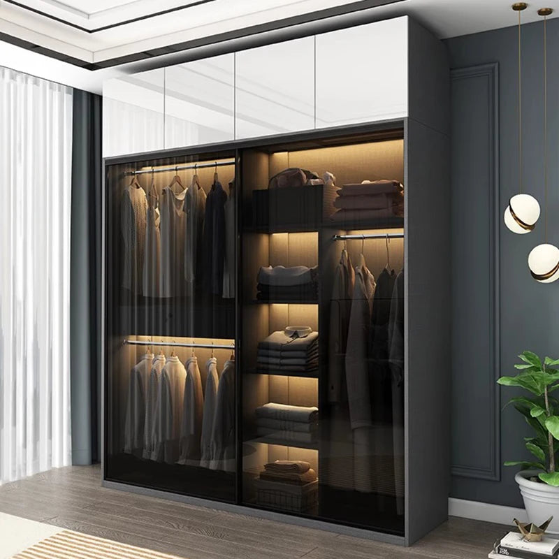 Wardrobe Closet Sliding Doors Large Couple Wood Wardrobes Cheap Bedrooms Shelf Storage Cabinet Single Clothes Room Guarda Roupa