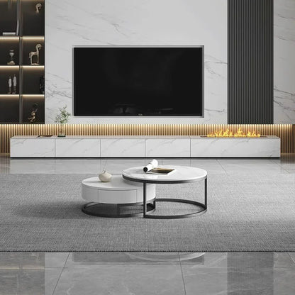 Innovative Mobility Tv Stand Design White Floor Fireplace Fire Modern Tv Table Living Room Luxury Muebles Hogar Room Furniture