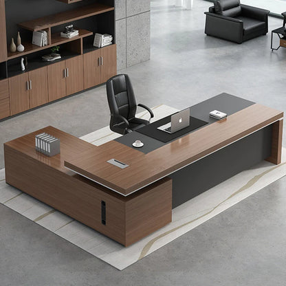 L Shape Corner Executive Table Drawers Meeting Computer Office Desk Workstation Luxury Scrivania Con Cassetti Modern Furniture