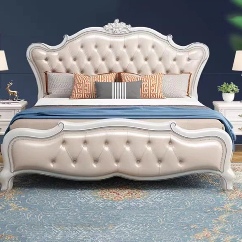 European Luxury Double Bed Modern Whitr King Aesthetic Frame Double Bed High End Sleeping Lit Deux Place Furniture For Bedroom