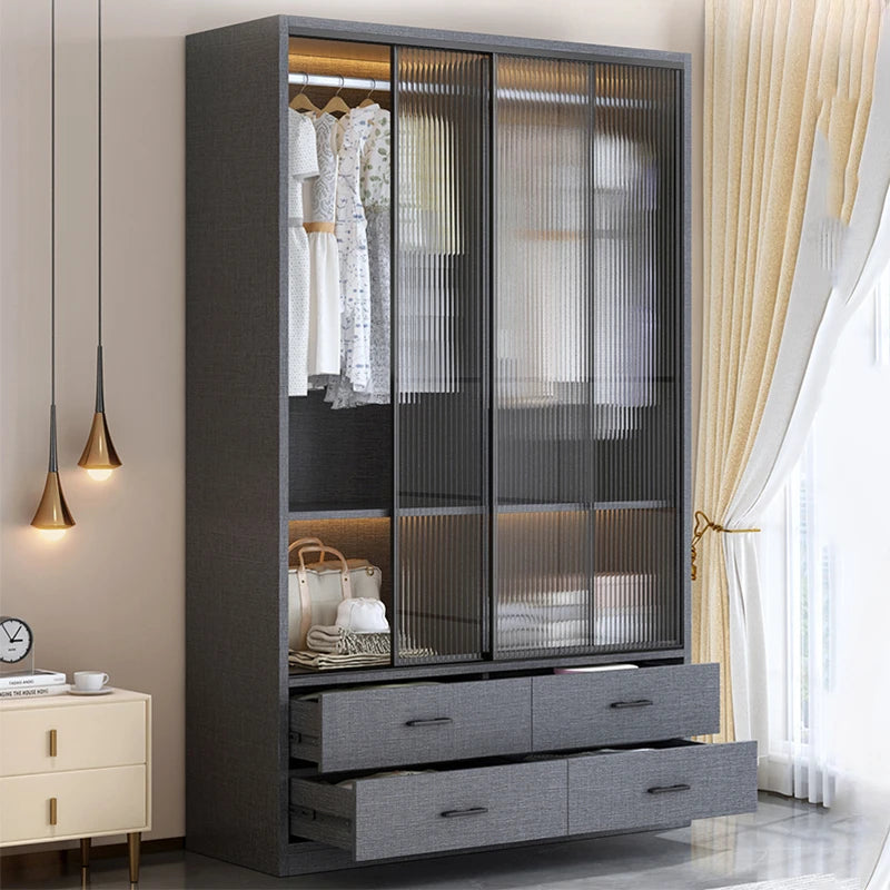 Mobile Luxury Wardrobes Organizer Clothing Rack Bathroom Plastic Glass Wardrobes Storage Glass Closets Abiertos Hotel Furniture