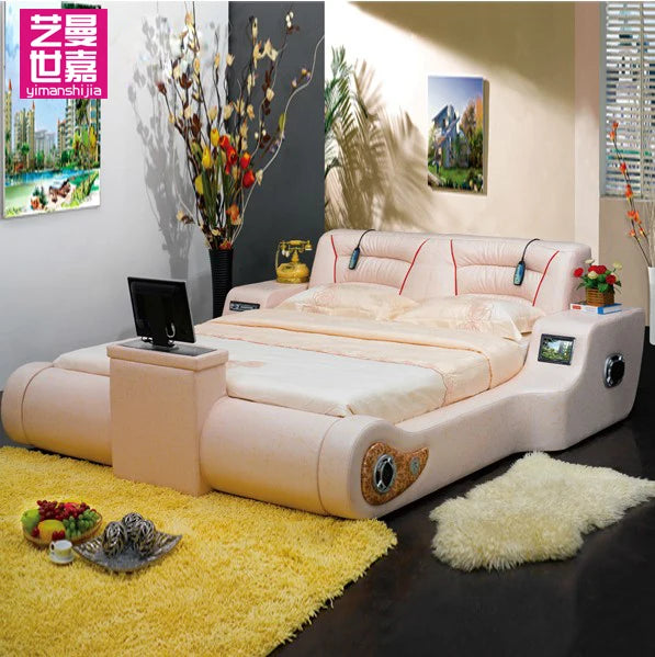 1.5m, 1.8m, double bed, leather bed, TV and audio bed, with lifting film and television   massage