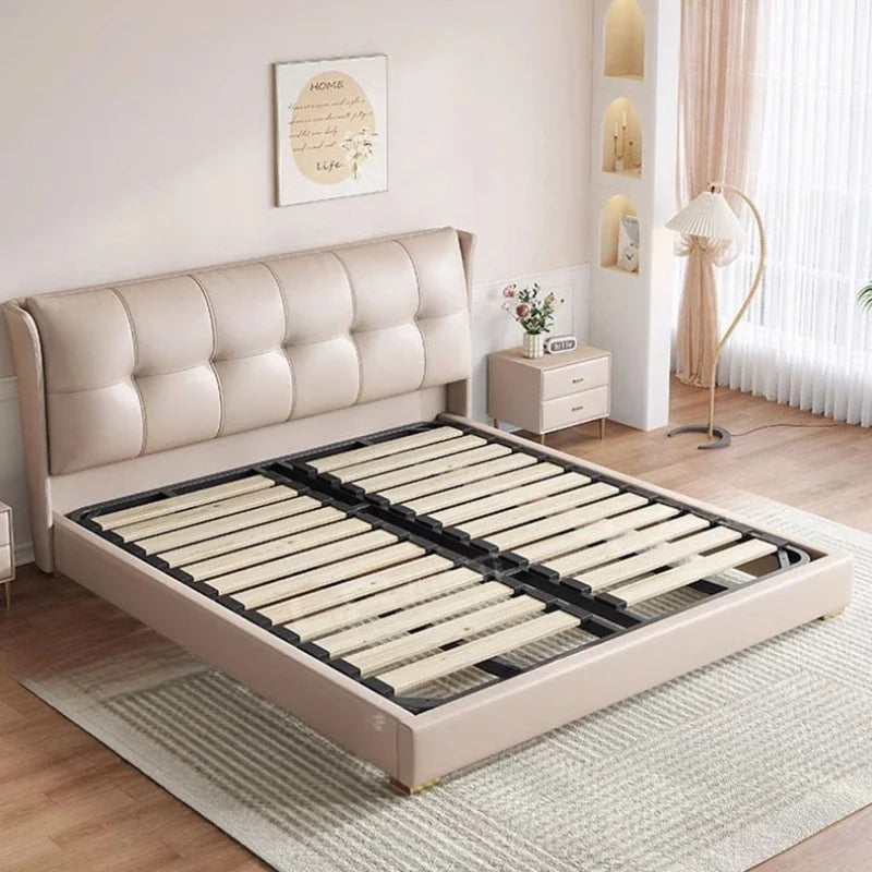 European Aesthetic Double Bed Storage Modern Master King Size Twin Bed Frame Luxury Wood Safe Cama Box Casal Furniture Set