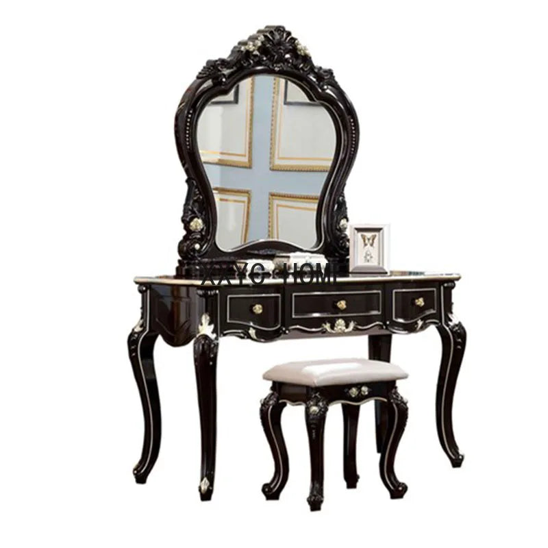 Vanity Black Dressing Table Toilet Furniture with Mirror Bedroom Hairstyle Makeup Dresser Womens Desk Toaletka Home