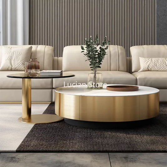 Luxury Round Coffee Tables Center Floor Metal Living Room Designer Dining Coffee Tables Console Muebles Hogar Home Furniture