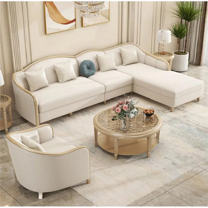 American Light Luxury Modern High end Genuine Leather Sofa Size Unit Living Room Simple European Corner Genuine Leather Sofa