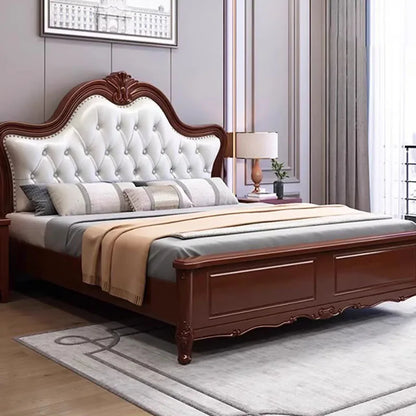 European Luxury Double Bed Wood Villa Storage Safe Headboard Twin Bed Frame King Size Sleeping Letto Matrimoniale Home Furniture