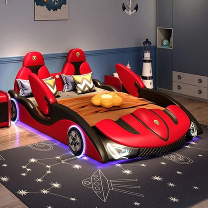 Wood Luxury Modern Double Bed Nordic Kids Master King Size Children Car Bed Frame Design Sleeping Cama Box Casal Home Furniture