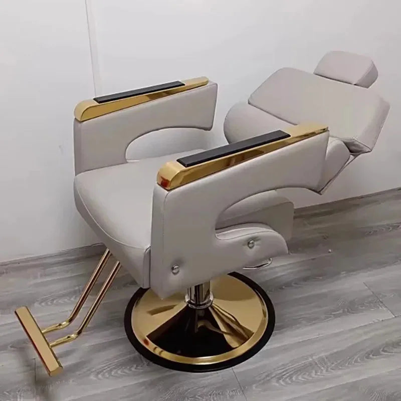 Barbershop Luxury Salon Chair Leather Reclinable Hairdressing Swivel Salon Chair Barber Equipment Silla De Barbero Furniture