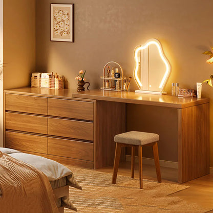 Wood Light Vanity Table Luxury Women Cheap Comfortable Beauty Cosmetics Dressing Table Big Mesa De Maquillaje Chinese Furniture