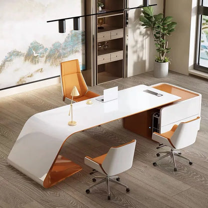 Modern Luxury Office Painting L Shaped Boss Ceo Director Desk Executive Wooden Office Table