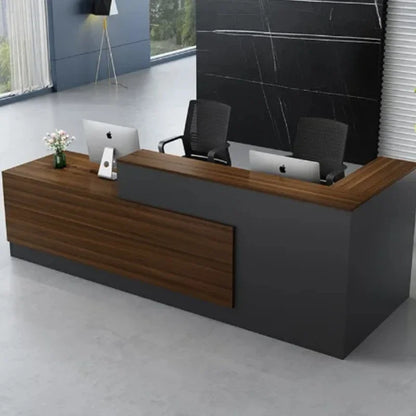 White Desk Design Customized Logo MFC Wood Counter Front Desk White Office Reception Front Lobby Table Shop Counter Desk