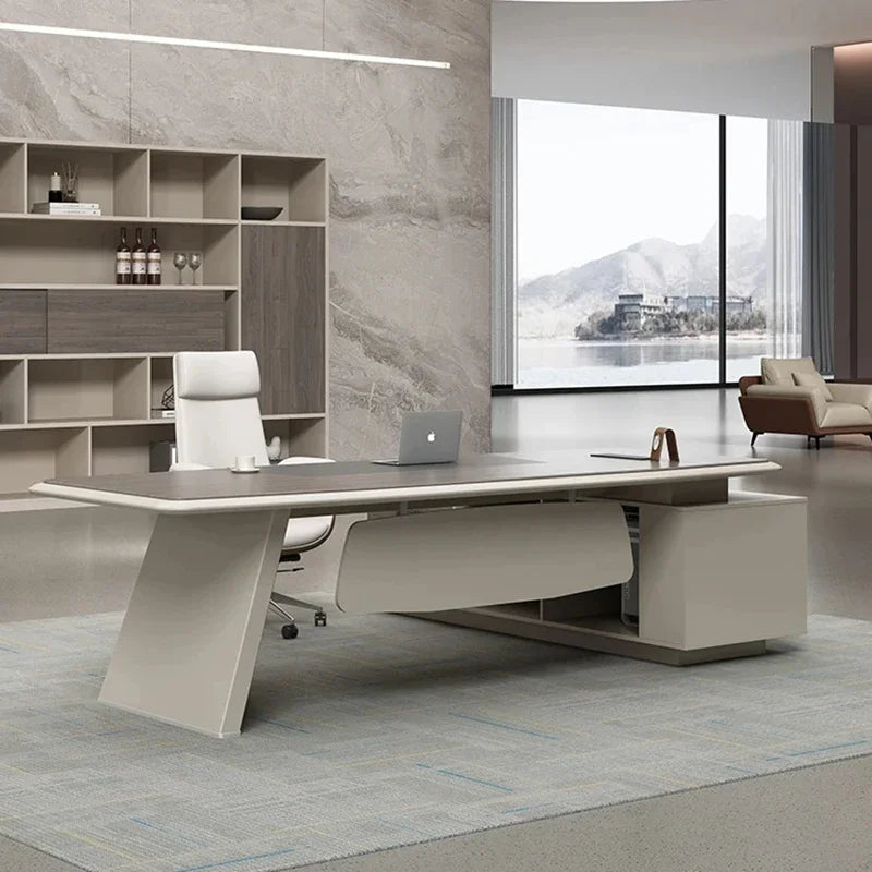 Nordic Modern Office Desk Simple Single Reception President Executive Manager Computer Desk Reception L Shaped Mesa Furniture