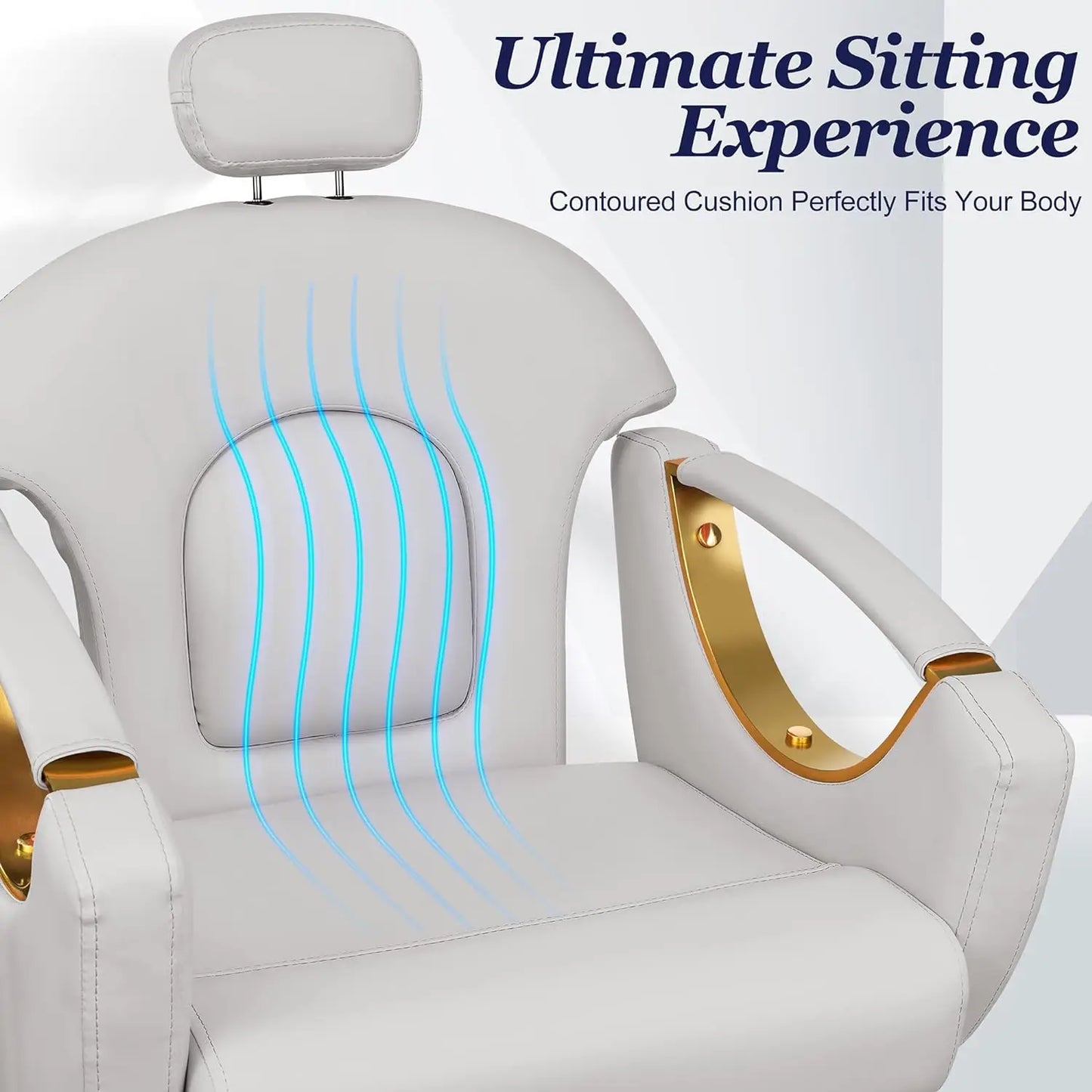 Barber Chair Reclining Hair Salon Chair, All Purpose Gold Salon Chair for Hair Stylist, 360 Degrees Rolling Swivel Stylin