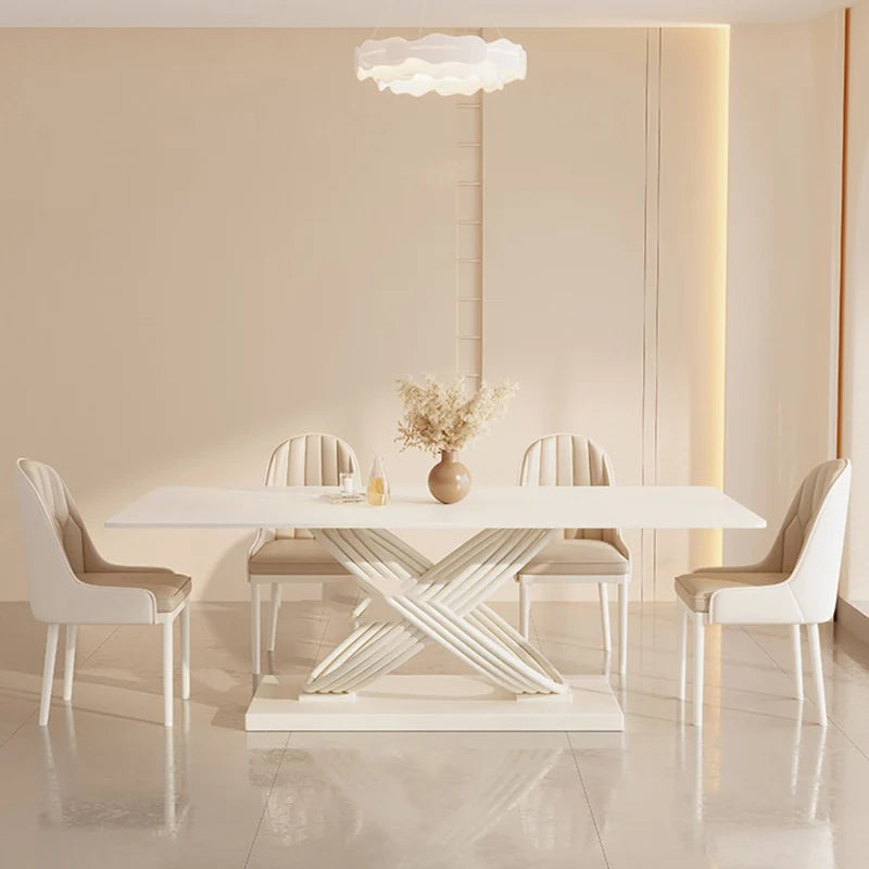 White Modern Dining Table Set 4 Chairs Italian Large Luxurious Dinning Tables Chair Complete Muebles De Cocina Kitchen Furniture