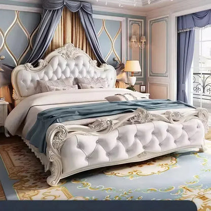 Luxury Queen Double Bed Modern Whitr King Headboard Frame Double Bed Girl Wood Sleeping Cama Matrimonio Bedroom Furniture