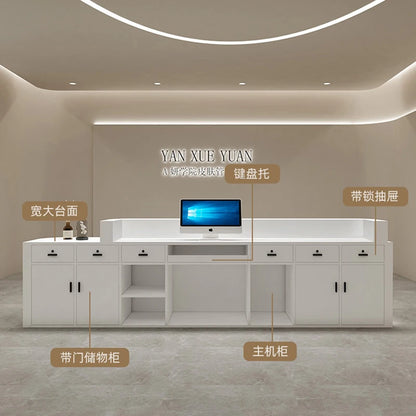 Luxury Marble Front Desk Office Advisory Lighting Customizable Cabinet Reception Desk Console Mostrador Recepcion Bar Furniture