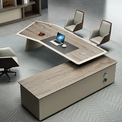 Luxury Storage Work Office Desks Wooden Executive Meeting L Shaped Corner Modern Converter Console Bureau Meub Desk Accessories