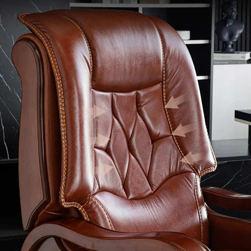 Leather Executive Office Chair Lumbar Back Support Executive Office Chair Computer Comfortable Silla Oficina Home Furniture