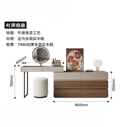 Office Solid Wood Dressers Brown Closet Vanity Chair Cosmetic Table Dressers Luxurious Pentiadeira Feminina Toilet Furniture