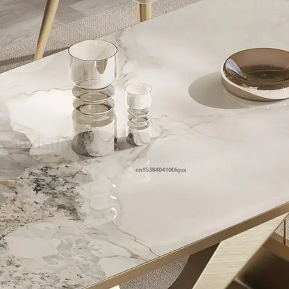 Luxury Marble Kitchen Tables Six Chair In Blue Design SquareTable Frame Panel Countertop White Dining Room Sets Home Furniture