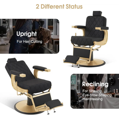 BarberPub Heavy Duty Metal Vintage Barber Chair All Purpose Hydraulic Recline Salon Beauty Spa Shampoo Equipment