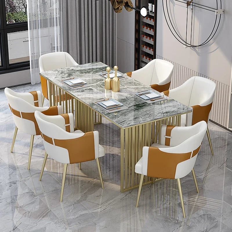 Light Luxury Italian Dining Table Modern And Minimalist Rock Panel Household Dining Table And Chair Muebles Kitchen Furniture