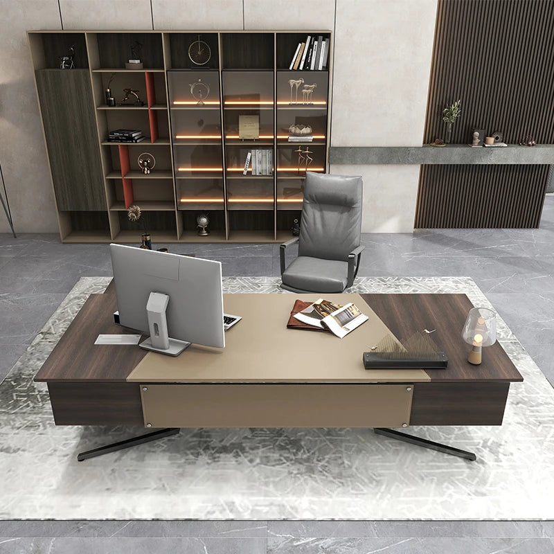 New Chinese-style Italian-style boss desk solid wood executive desk president desk chair chairman desk.