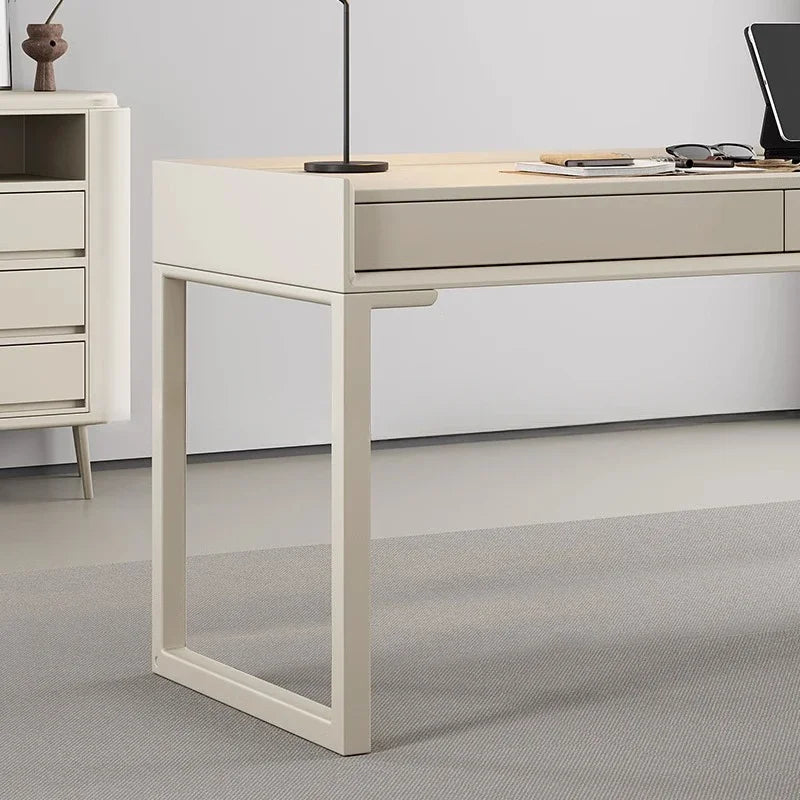 Solid Wood Paint Office Desk Minimalist Study Room Computer Cream Style Student Study Desk Work Mesa Office Furniture Executive