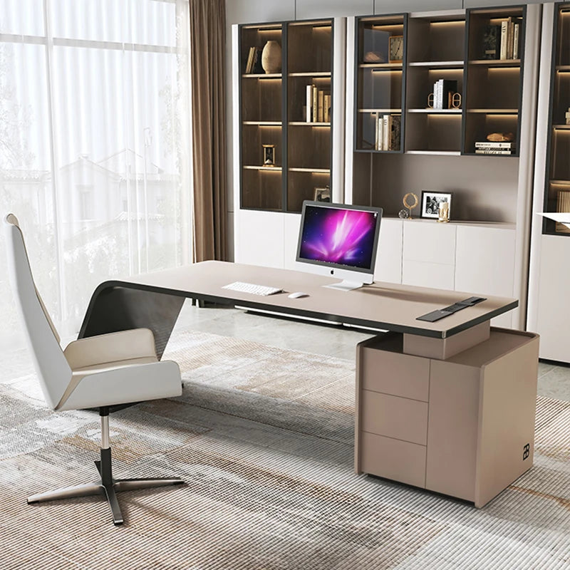 Executive Office Work Desk Wooden Table Pullout Under Appoint Storage Reception Work Desk Desktop Tavolo Lavoro Luxury Furniture