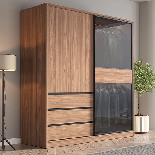 Floor Nordic Closet Art Designs Luxury Simple Bedroom Solid Wood Ventilation Glass Wardrobe Drawer Penderie House Furniture