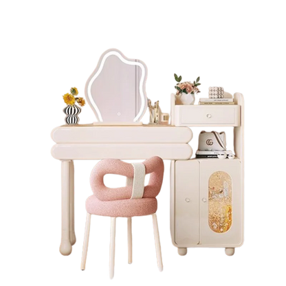 Simple White Dresser Table Stool Storage Natural Wood Dresser Table Vanity Minimalist Penteadeira Para Quarto Bedroom Furniture