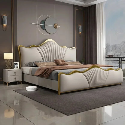 Luxury Queen Double Bed Modern Princess Whitr Wood Headboard Frame Double Beauty Bed Boys Sleeping Cama Lounge Suite Furniture