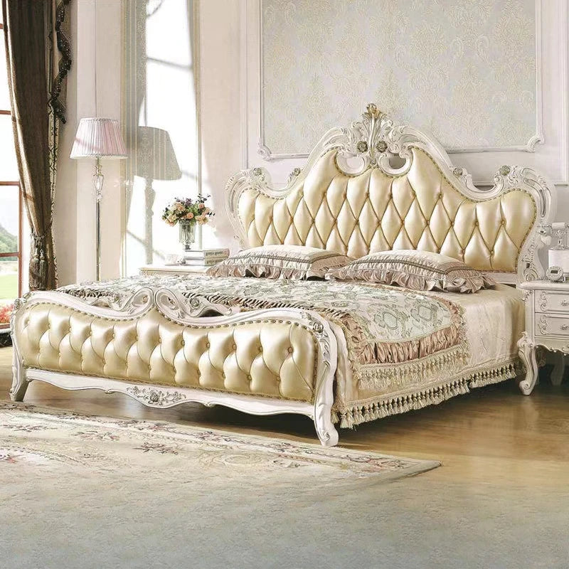 European Headboard Frame Double Bed House King Size Luxury Room Double Bed Princess Modern Letto Matrimoniale Bedroom Furniture