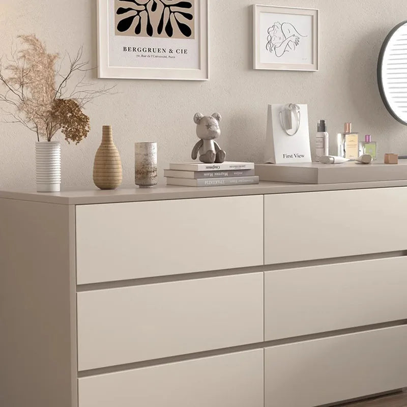 Storage Drawers Dresser Table Modern Minimal Beige Room Mirror Dressing Table Organizer Luxury Coiffeuse De Chambre Funiture