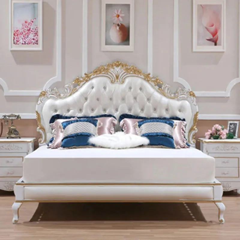 Luxury Kids Double Bed Modern Whitr King Girl Headboard Double Bed Wood Boys Sleeping Letti Matrimoniali Bedroom Furniture