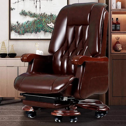 Solid Wood Office Chair Organizer Elastic Leather Adjustable Executive Roller Office Chair Swivel Luxury Chaises Furniture