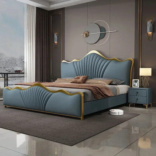 Luxury Queen Double Bed Modern Princess Whitr Wood Headboard Frame Double Beauty Bed Boys Sleeping Cama Lounge Suite Furniture