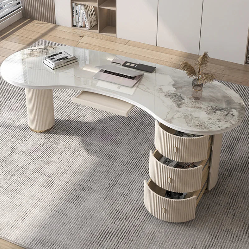 White Standing Computer Desk Table Storage Modern Executive Office Desk Table Luxury Table Pour Ordinateur Home Furniture