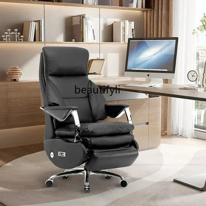 Electric Executive Chair Leather Reclining Executive  Business Office  Study Comfortable Long-Sitting Computer